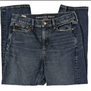 American Eagle Jeans Womens 10 Super High Rise Ankle Straight Stretch Blue Denim